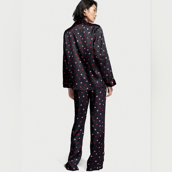 New with tag VICTORIA'S SECRET The Satin PJ Set black , valentine's hearts - Picture 3 of 4